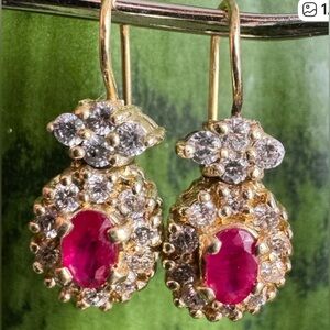 Custom 14k & 18k Ruby and Diamond Drop Earrings